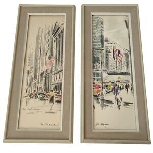 JOHN HAYMSON N.Y. STOCK EXCHANGE NEW YORK VINTAGE 50S MID CENTURY LITHOGRAPH